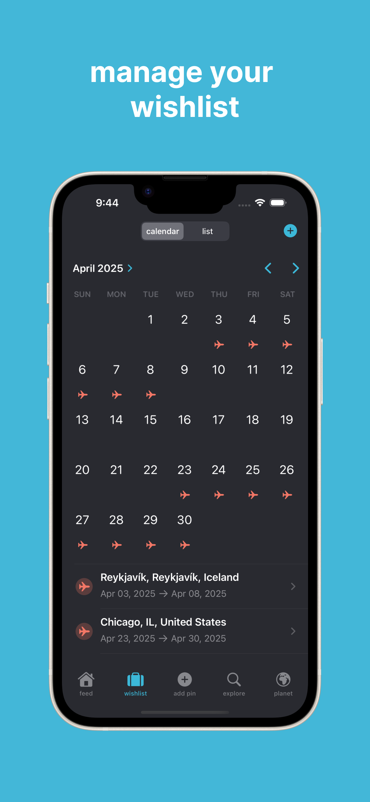 wishlist view
